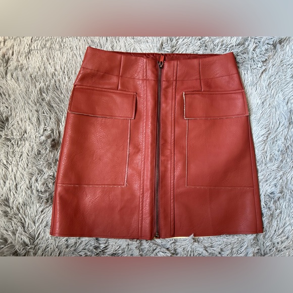 Shinestar Dresses & Skirts - Shinestar Rust Pencil Mini Skirt Casual faux leather